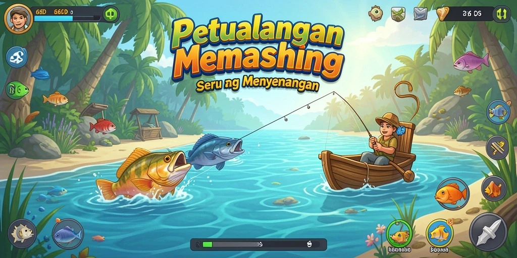 Screenshot gameplay 66D yang menampilkan momen memancing yang seru.
