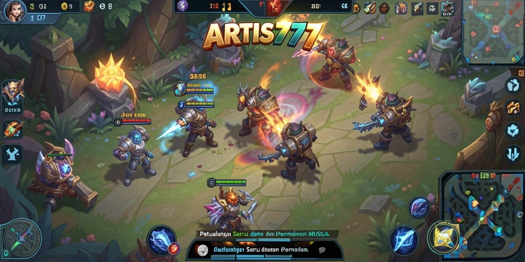 Screenshot utama ARTIS777 menampilkan aksi seru permainan MOBA.