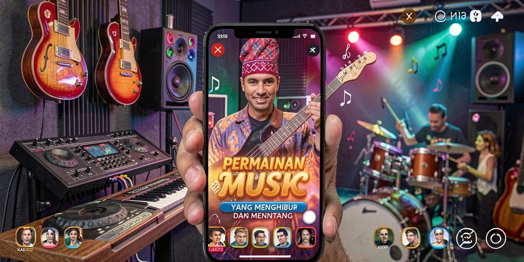 Screenshot gameplay KAKRP menampilkan pengalaman bermain musik yang dinamis.