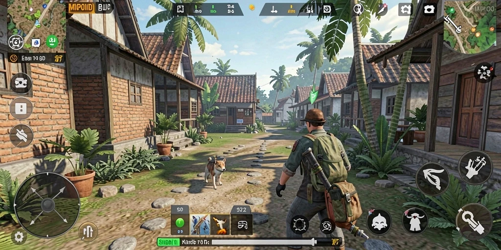 Screenshot gameplay MPOID menampilkan karakter dalam berbagai aktivitas harian.