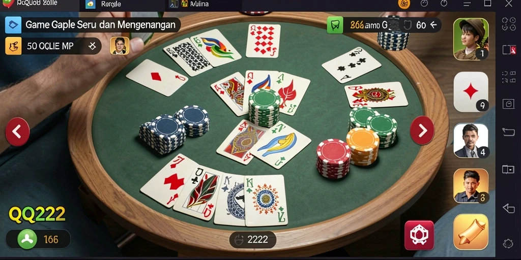 Tampilan gameplay QQ222 saat bermain Gaple yang seru.