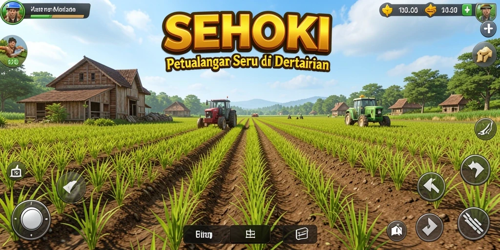 Screenshot gameplay SEHOKI yang menampilkan ladang yang rimbun dan aktif.